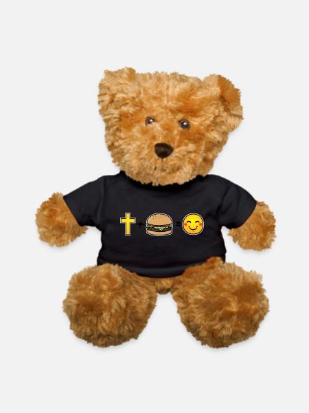 Christ Plus Hamburgers Equals Happiness - Teddy Bear - black - Front