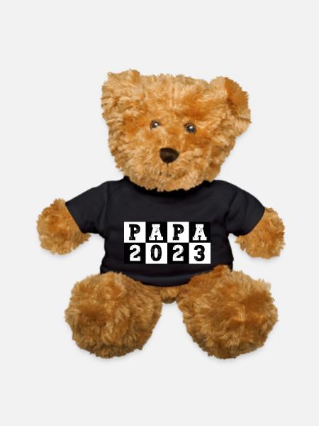 Papa 2023 Vintage Checkerboard for New Dad - Teddy Bear - black - Front