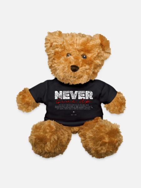 Never Give Up – Bold Contrast Motif - Teddy Bear - black