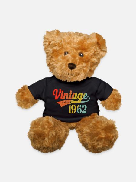 January 1962 Birthday Vintage January 1962 Awesome - Teddy Bear - black - Front