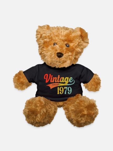 January 1979 Birthday Vintage January 1979 Awesome - Teddy Bear - black - Front