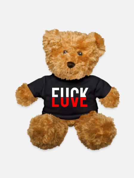 Bold Red-White Typographic Rebel - Teddy Bear - black - Front