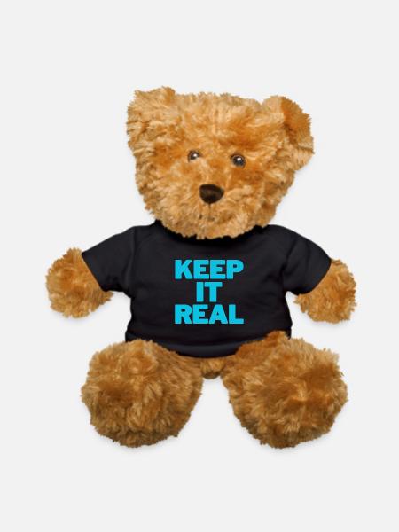 Keep It Real (cyan design) - Teddy Bear - black - Front