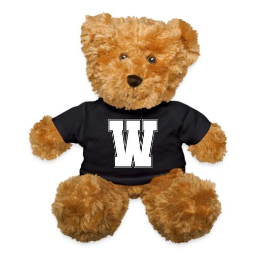 White Letter W – Varsity Alphabet Monogram - Teddy Bear