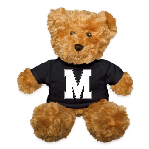White Letter M – Varsity Alphabet Monogram - Teddy Bear