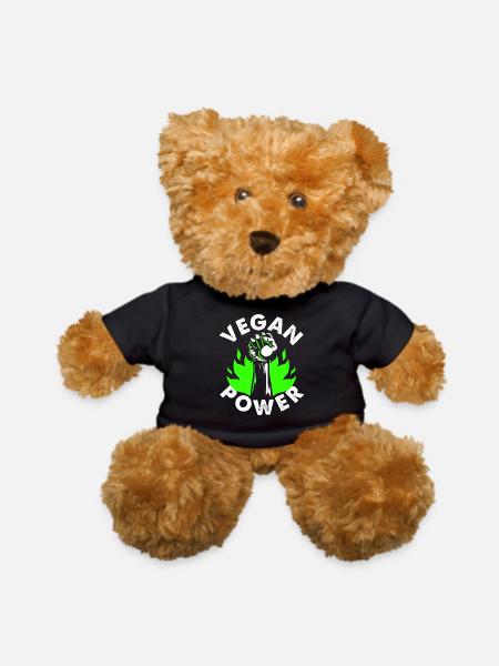 Vegan Power Green Fist - Teddy Bear - black - Front