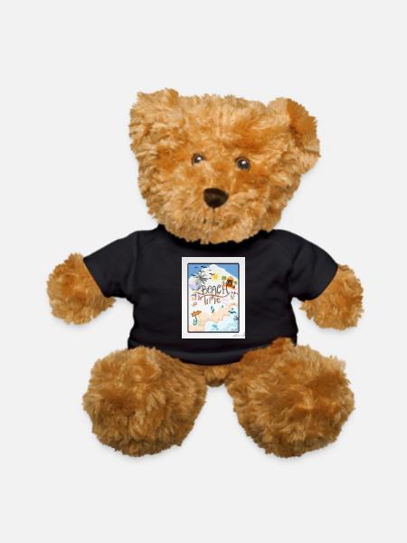 Beach Time Sunny Shore Art - Teddy Bear - black - Front