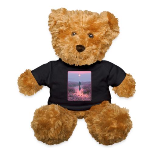 Ethereal Sunset Flower Field Art - Teddy Bear