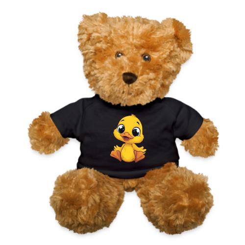 Sweet Yellow Cartoon Duck Sitting Happily - Teddy Bear