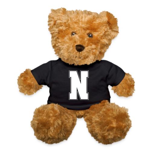 White Letter N – Varsity Alphabet Monogram - Teddy Bear