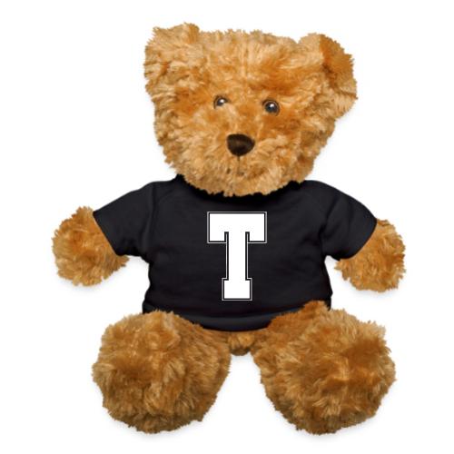 White Letter T – Varsity Alphabet Monogram - Teddy Bear