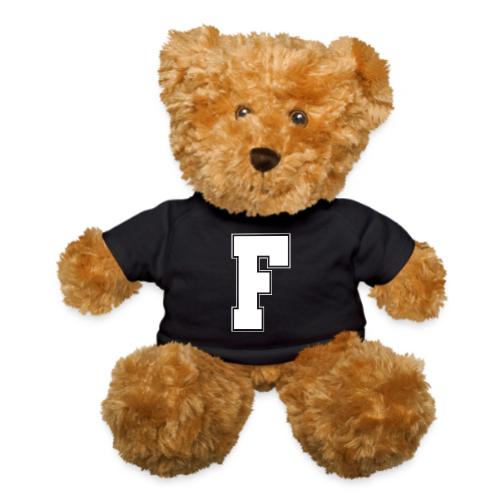 White Letter F – Varsity Alphabet Monogram - Teddy Bear