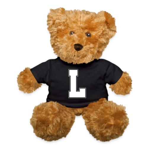 White Letter L – Varsity Alphabet Monogram - Teddy Bear