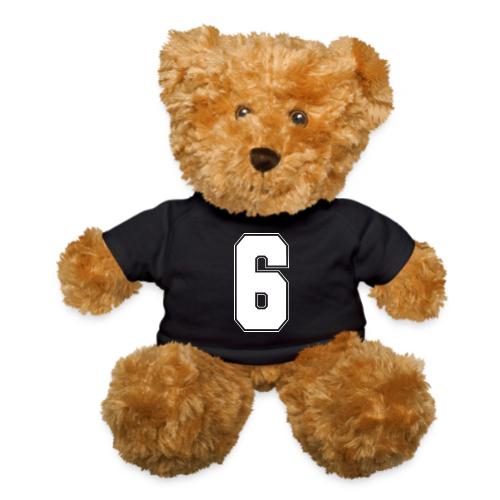 White Number 6 – Varsity Font - Teddy Bear