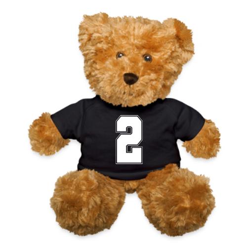 White Number 2 – Varsity Font - Teddy Bear