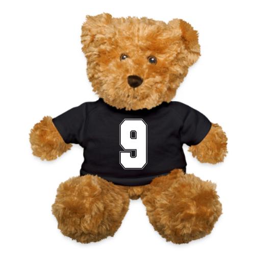 White Number 9 – Varsity Font - Teddy Bear