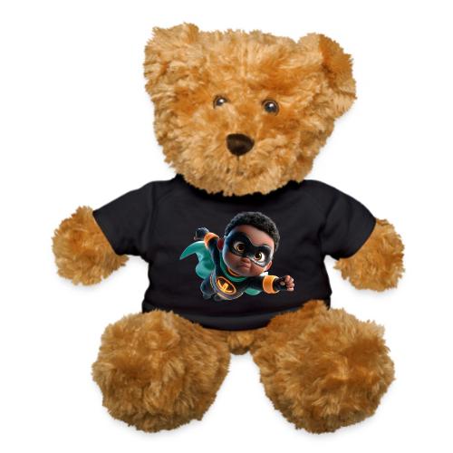 Brave Cartoon Superhero Boy in Green Cape - Teddy Bear