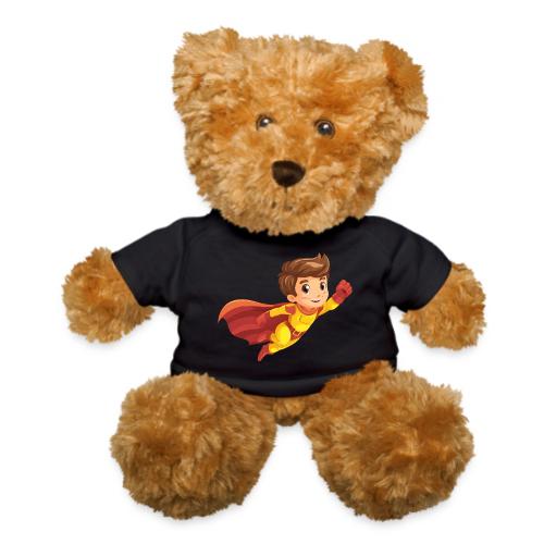 Cheerful Cartoon Superhero Boy Flying High - Teddy Bear