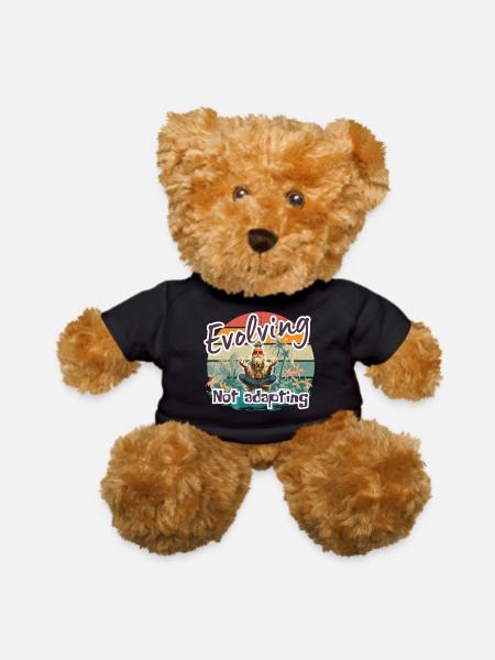 Evolving Not Adapting - Retro Spiritual Meditating - Teddy Bear - black