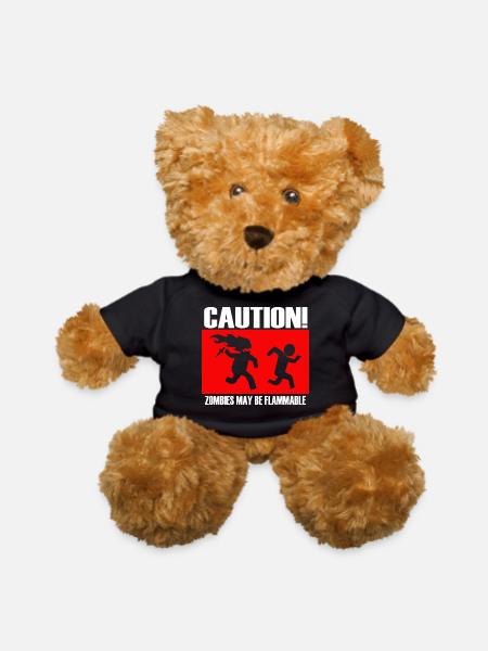 Caution Zombies May Be Flammable - Teddy Bear - black - Front