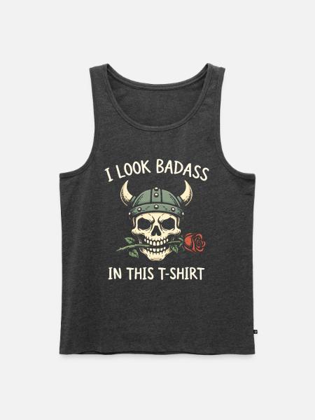 Badass Skull Viking Tee - Men's Premium Tank - heather anthracite