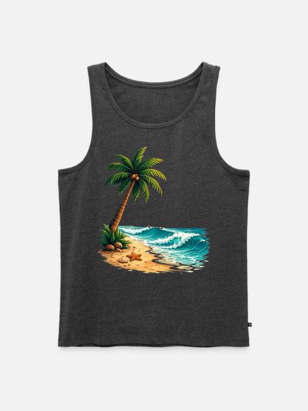 Tropical Palm Tree Beach Summer T-Shirt - Men's Premium Tank - heather anthracite