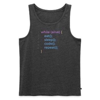 Code Loop Tee: Eat Sleep Code Repeat - Men's Premium Tank - heather anthracite - Front - Michal (187cm)