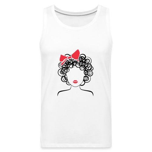 Coily Girl with Red Bow_Global Couture_logo Long S - Men's Premium Tank