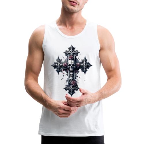 Gothic Cross Collection - Skulls and Red Roses - Men's Premium Tank
