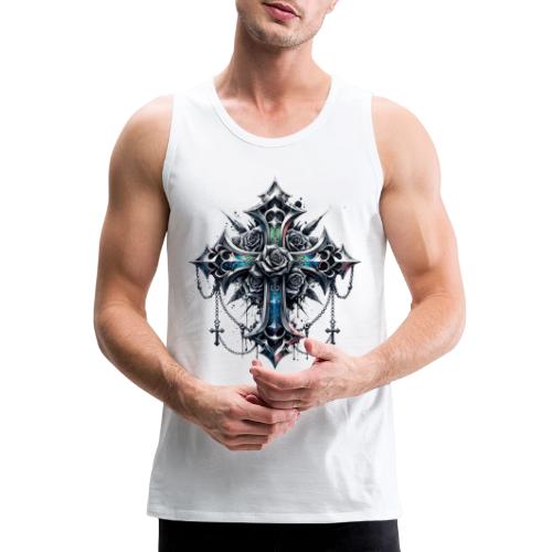 Gothic Crosses - 4 point with Roses - Men's Premium Tank