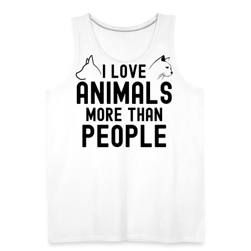 I Love Animals More Than People - Dog & Cat Heads - Men's Premium Tank