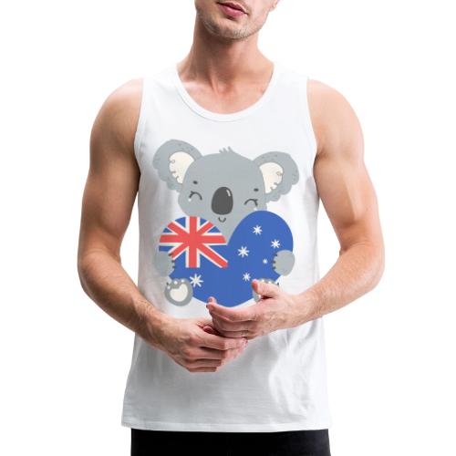 Australia Day Collection - Koala with Heart Flag - Men's Premium Tank