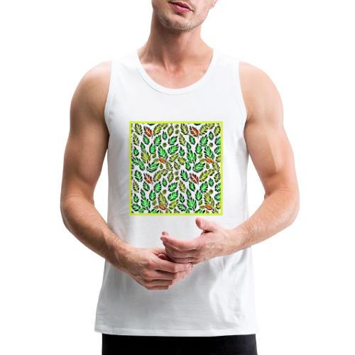 Vivid Color Burst Leaves Pattern - Men's Premium Tank