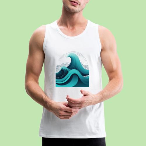 Dynamic Ocean Wave Illustration - Men's Premium Tank