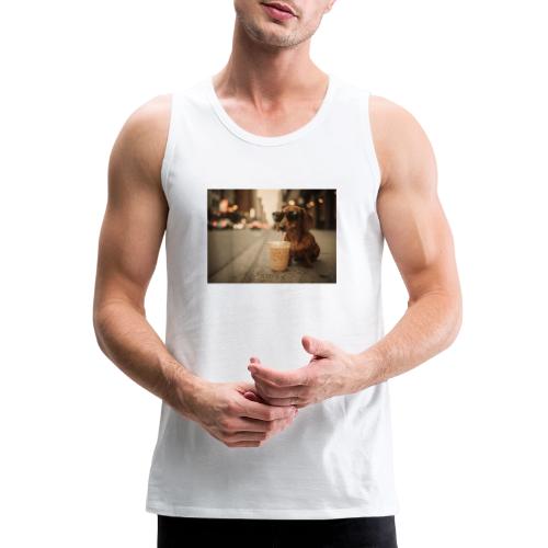 Funny Dachshund Iced Coffee Lover Tee - Men's Premium Tank