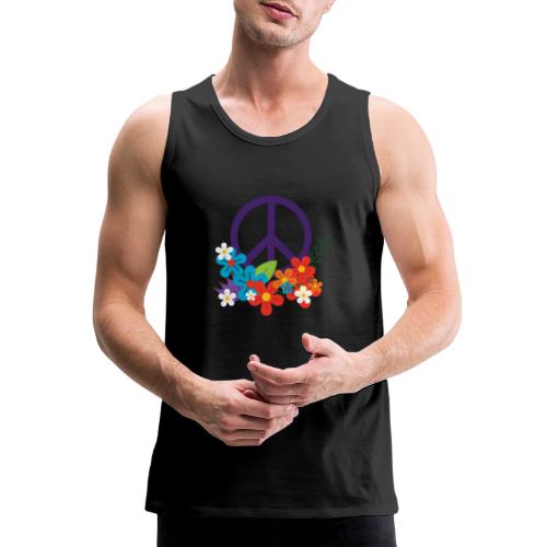 Hippie Peace Design With Flowers - Men's Premium Tank