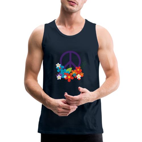 Hippie Peace Design With Flowers - Men's Premium Tank