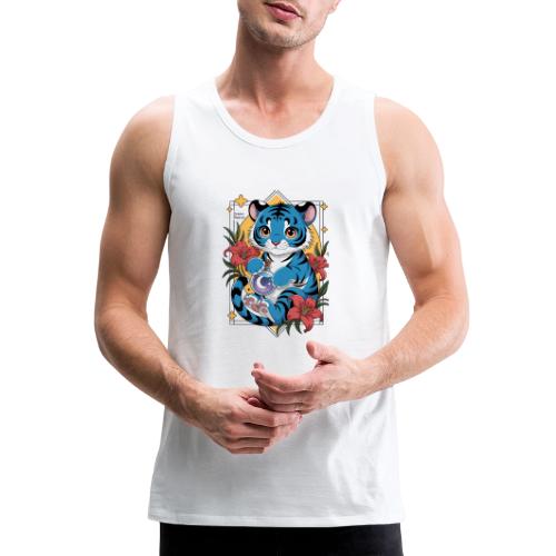 Mystic Blue Tiger Anime Potion Design – Cute tiger - Men's Premium Tank