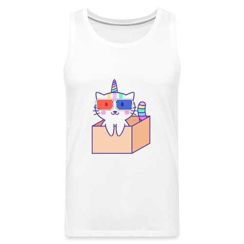 Unicorn cat with 3D glasses doing Vision Therapy! - Men's Premium Tank