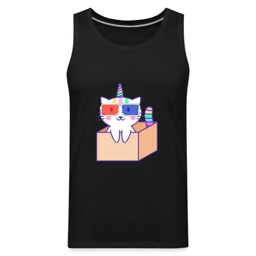 Unicorn cat with 3D glasses doing Vision Therapy! - Men's Premium Tank