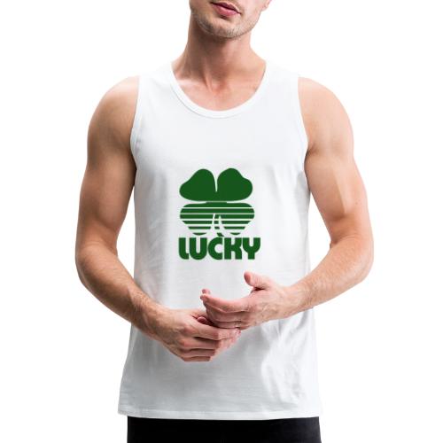 Lucky Retro Four Leaf Clover design Tee Shirt - Men's Premium Tank