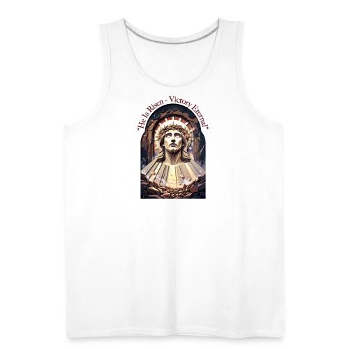Easter He Is Risen Face of Christ T Shirt, Gift - Men's Premium Tank