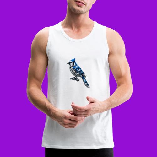 Silver Blue Jay on Perch - Men's Premium Tank