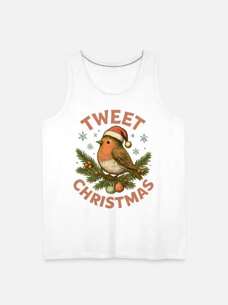 Tweet Christmas Cute Bird Holiday - Men's Premium Tank - white