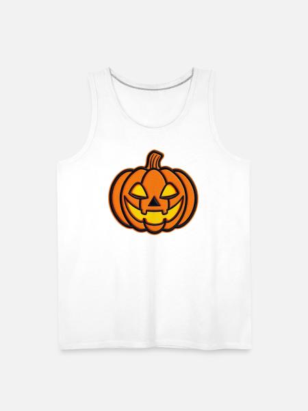 Pumpkin Jack-o-Lantern Patch - Men's Premium Tank - white