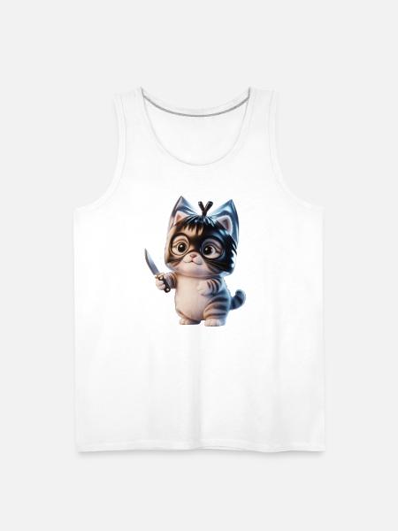 Ninja Kitten with Dagger - Men's Premium Tank - white