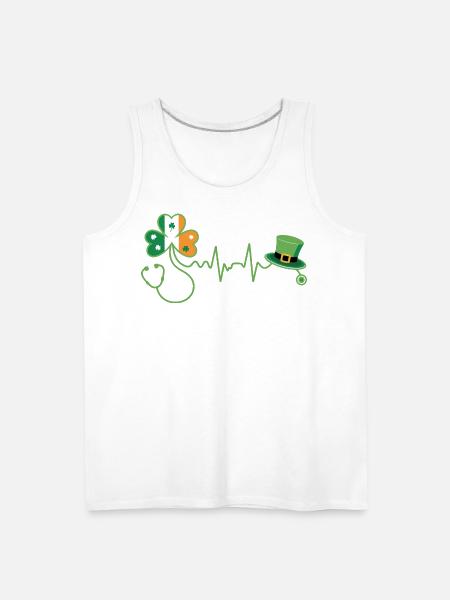 Stethoscope Shamrock Heartbeat - Men's Premium Tank - white