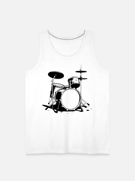 Drum Kit Sketch - Men's Premium Tank - white