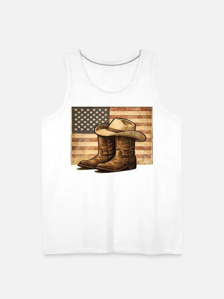 Rustic Rodeo Patriot Western Americana - Men's Premium Tank - white
