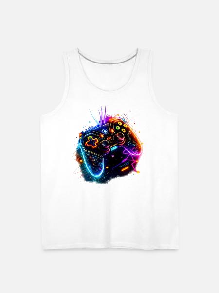Neon Game Controller Splash - Men's Premium Tank - white